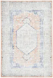 Madison Peach Ivory Faded Vintage Medallion Rug