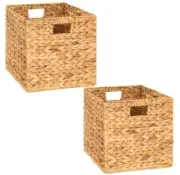 12x12in Wicker storage basket, wicker storage 12x12x12in Natural - 2 packs