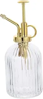 Luxshiny Vintage Glass Watering Can Retro Spray Bottle for Plants Stylish Transparent Design with Gold Head for Succulent Watering Home Decor