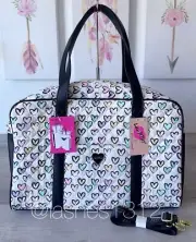 BETSEY JOHNSON Bag Krush Travel Weekender - White Rainbow Hearts LBKRUSH