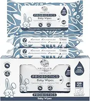 HEROLIFE Large Probiotics Baby Wipes for Delicate & Sensitive Skin, Plant-Based, Biodegradable, Hypoallergenic & Fragrance-Free, formulated with plant-derived, probiotic ingredients (3 packs of 40 =
