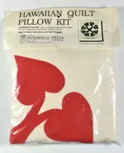 Vintage Pineapple Patch Hawaiian Anthurium Quilt Pillow Complete Kit Red NEW