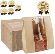 50Pcs Paper Bread Bags with Window,Sourdough for Homemade Bread with Window,Paper Bread Bags Sourdough Bread Bags Bakery Bread Bags,Small Size (Large Size)