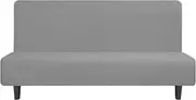 Easy-Going Stretch Futon Slipcover Armless Sofa Cover Furniture Protector without Armrests Slipcover Soft with Elastic Bottom for Kids, Spandex Jacquard Small Check (futon,Light Gray)