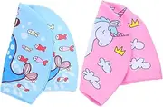 Abaodam 2Pcs Cute Cartoon Swimming Caps for Comfortable Bathing Hats Unisex Design for Students Hair Ears Fun Whale Unicorn Styles