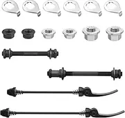 Yauhar 16Pcs 3 Size Bicycle Hub Flanged Axle Nut and Safety Washer Kit with Quick Release Skewer Front & Rear Bicycle Axle Replacement Parts for MTB Mountain Road Bike