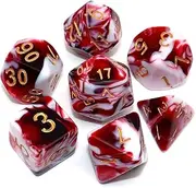 CREEBUY Red White Polyhedral Dice Set for Dungeon and Dragons MTG Role Playing Games 7 Pieces