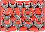C&T 14-Piece 1/2” Drive Jumbo Crowfoot Wrench Set, SAE Sizes from 1-1/16" to 2" with Storage Tray,Chrome Vanadium Steel and Fully Polished Chrome Finished