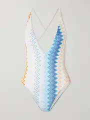 [Missoni] Missoni - Mare Striped Metallic Crochet-knit Swimsuit - Multi - IT38 IT 38 Multi