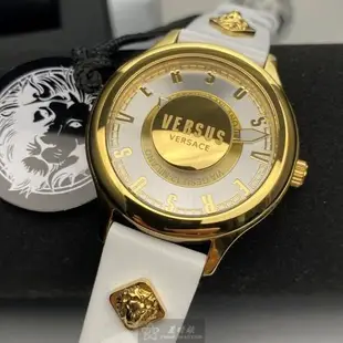 VERSUS VERSACE手錶, 女錶 40mm 金色圓形精鋼錶殼 白色立體懸浮雕刻錶面款 VV00313