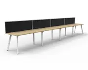 RAPIDLINE RAPID ETERNITY SINGLE SIDED WORKSTATION With Screen 4 Person W1500 x D750 x H730mm (per user) Natural Oak Top White Frame