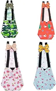 4Pcs Diaper Flight Suite Liners, Protective Parrot Nappy with Waterproof Inner Layer, Cute Urine Wet Suit for Macaw African Budgies Parakeet(Green, Red, Pink, Blue)