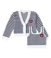 [Moschino Kids] Moschino Kids Striped cotton top and cardigan set Y 14 blue