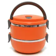 2 Layers Stainless Steel Bento Lunch Box Portable Thermal Insulation Lunch Box ORANGE COLOR