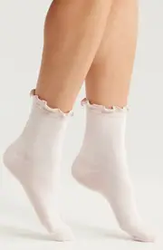 UGG(r) Karsyn Lettuce Edge Crew Socks in Bay Fog at Nordstrom One Size