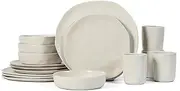 Stone Lain by Mercer Dented Stoneware Dinnerware Set, White, 16-Piece Service for 4