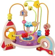 JOINPAYA Wooden Bead Maze for Boys and Girls Fruits Theme Educational Toy Round Beads Hand-Eye Coordination Recognition Portable