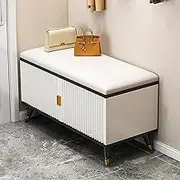 Stylish Shoe Rack Bench with Door Slim Shoe Storage Organizer Seat for High Heels Entryways Hallways Closets.