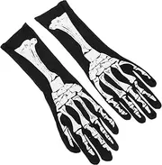 Abaodam 1 Pair Skeleton Cosplay Gloves Long Gloves Full Finger Gloves Halloween Accessory Halloween Party Prop Halloween Decor Party Cosplay Props Party Gloves Printing Decorate eva