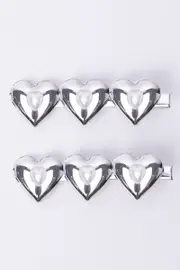 Silver 2 Pack Heart Hair Clips Hair Pins - Size ONE, Women's Hair Accessory