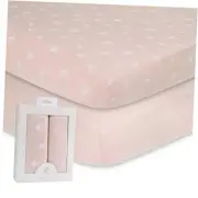 Ely’s & Co. Crib Sheet 2-Pack — Combed, 100% Jersey Cotton for Baby Pink, White