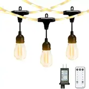 Led Outdoor String Rope Lights with Edison Shatterproof Bulbs 28.2 FT, Dimmab...