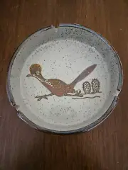 Rare Vintage Otagiri Japan Roadrunner Stoneware Ashtray Southwest Cactus