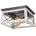 2Light Farmhouse Ceiling Light Fixture Semi Flush Mount, White Ceiling Light ...
