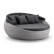 Large Newport Outdoor Wicker Round Daybed with Canopy - Outdoor Daybeds