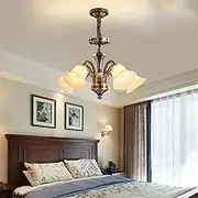 American Brass Pendent Lamp European Luxurious Living Room Dining Room Bedroom Villa Hotel Sample Room LED Chandelier (F 5 Lights)