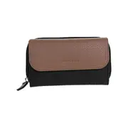 Pierre Cardin Ladies Tri-Fold Tab Wallet Womens Wallet - Black-Taupe