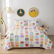 Wonderland 100% Cotton Lightly Quilted Reversible Coverlet Set Single