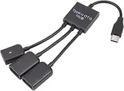 Aswalling USB 3.1 Type C Male to 2 Dual USB A 2.0 Female + Micro-USB Female 3 in 1 OTG HUB