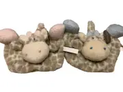 Demdaco 2 Soft Baby Blankets With Rattle Baby Girl Or Boy Pink Blue Giraffe
