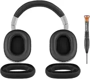 SOULWIT Ear Pads Cushions + Headband Cover+ Silicone Earpads Cover Protector, Replacement Kit for Audio Technica ATH M40, M40X Headphones, Replacement Headstrap Pad & Earpads Repair Part (Black)