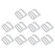 10Pcs 1.26" Metal G-Hook Buckles Adjustable Flat Tri-Glide Slide Buckles, Silver