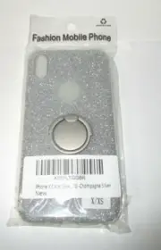 iPhone case X/XS 10 Champagne Silver Sparkles with Ring Fashion Mobile NOS