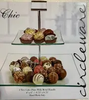 Chic Circleware 2 Tier Cake Plate with Metal Handle