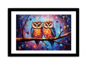 Two Owls Canvas Framed Art