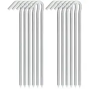 12 Pack 9" Aluminum Tent Stakes Pegs with Hooks for Camping Hard Light Tent Pegs