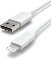 Amazon Basics ABS USB-A to Lightning Cable Cord, MFi Certified Charger for Apple iPhone 14 13 12 11 X Xs Pro, Pro Max, Plus, iPad, White, 0.91-m, 2-Pack