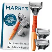 Shaving Kit for Men - Razor Handle and 3 Razor Blade Refill Cartridges - Ember