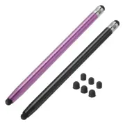 2pcs Stylus Pens for Touch Screens with 6 Extra Tips Black Purple