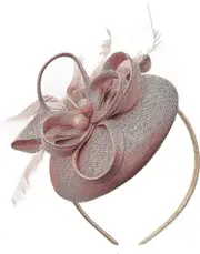 Bead Round Pillbox Loop Headband Fascinator For Women Wedding Ascot Races[dusty Pink] DustyPink