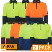 3 X HI VIS SAFETY CONTRAST 1/2 ZIP FLEECY SWEATER JUMPER WINTER PULLOVER S-7XL