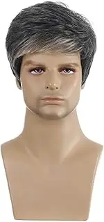 xinyee Hairpieces Fashionable Man Wig European and American Men's Fluffy Short Hair Natural Hairline Toupees Human Hair for Men with High Hairline or Thin Hair
