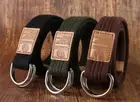 Women Men Canvas Double D Ring Belt Fabric Webbing Waist Belt Strap Waistband AU