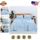 400 Thread Count Egyptian Cotton Sheet Set for RV Short King - Sky Blue Elegance
