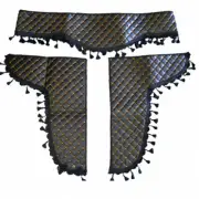 Black Eco Leather Curtains with Yellow Stitches for Scania R P G S L P XT Trucks