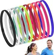 [NISENTIA] Hair Band Boys Pack of 10 Elastic Hair Bands Sports Headband Non-Slip Hair Band Football Children Sports Headband Men Women Thin Forehead Sweatband Hair Bands for Yoga Running